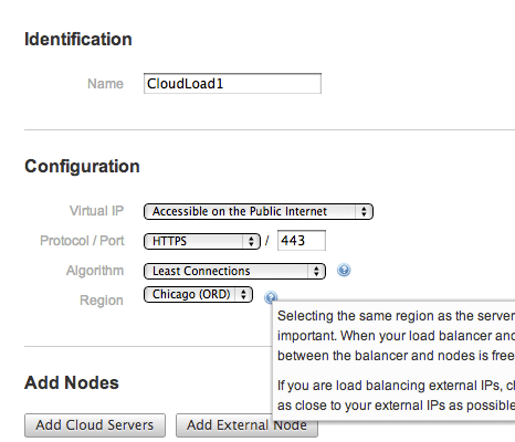 Select Region and Nodes